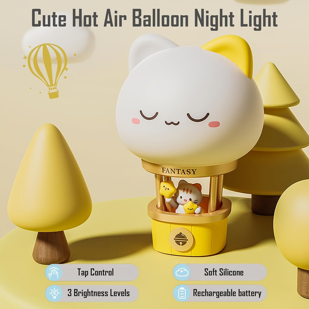 New hot air balloon charging nightlight, LED bedside lamp, 3 brightness levels, warm lamp, USB nightlight, suitable for bedroom and living room.
