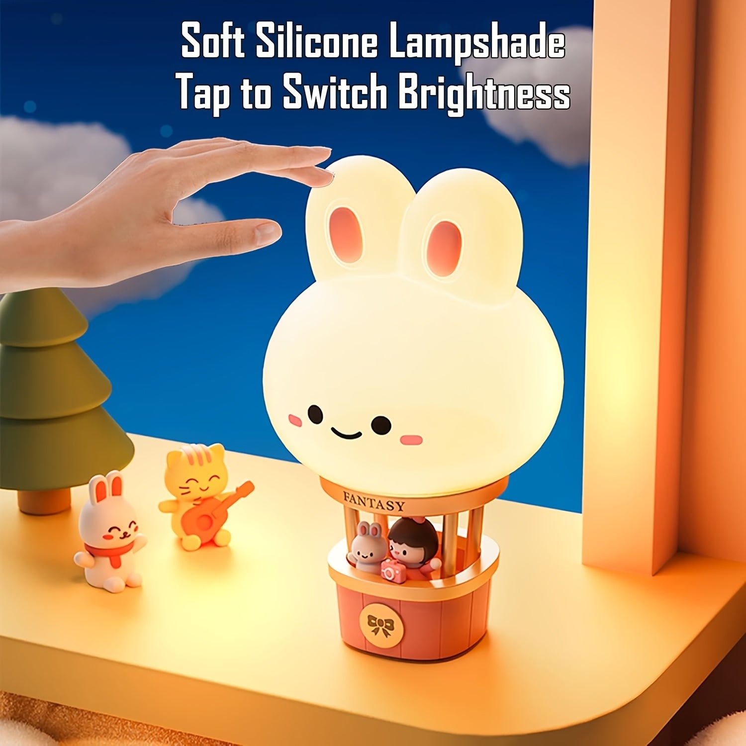 New hot air balloon charging nightlight, LED bedside lamp, 3 brightness levels, warm lamp, USB nightlight, suitable for bedroom and living room.