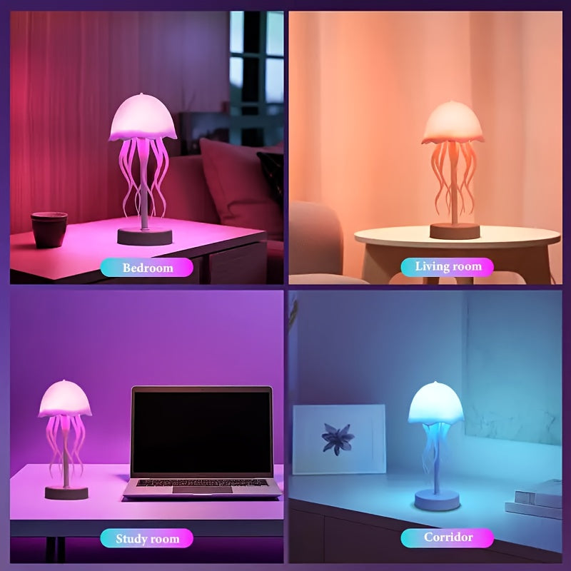 Voice-Controlled Jellyfish Lamp with Dancing Legs - Touch Sensor, Multiple Color Transformations, Ideal for Bedside Or Table Decor, Desk Decor Light | Animated Jellyfish Replica | USB Powered Lamp, Perfect Gift, Festival Decorations, Home Lighting, Modern