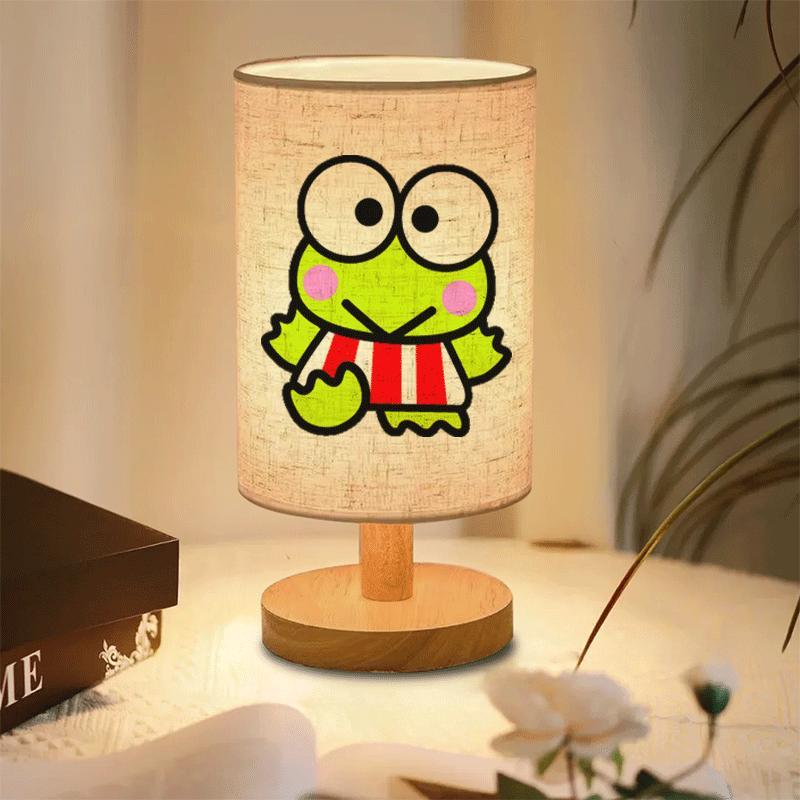 Sanrio Keroppi Plaid Bedside Table Lamp with Striped Design, USB Powered Night Light for Gifts, Small Night Light for Friends, Suitable as a Bedside Night Light