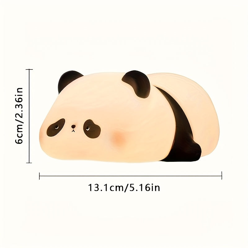 Cute Panda LED Night Light - Soft Glow Adjustable Brightness Bedside Lamp, Perfect for Children's Use and Parent-Child Sleeping Companion with USB Rechargeability