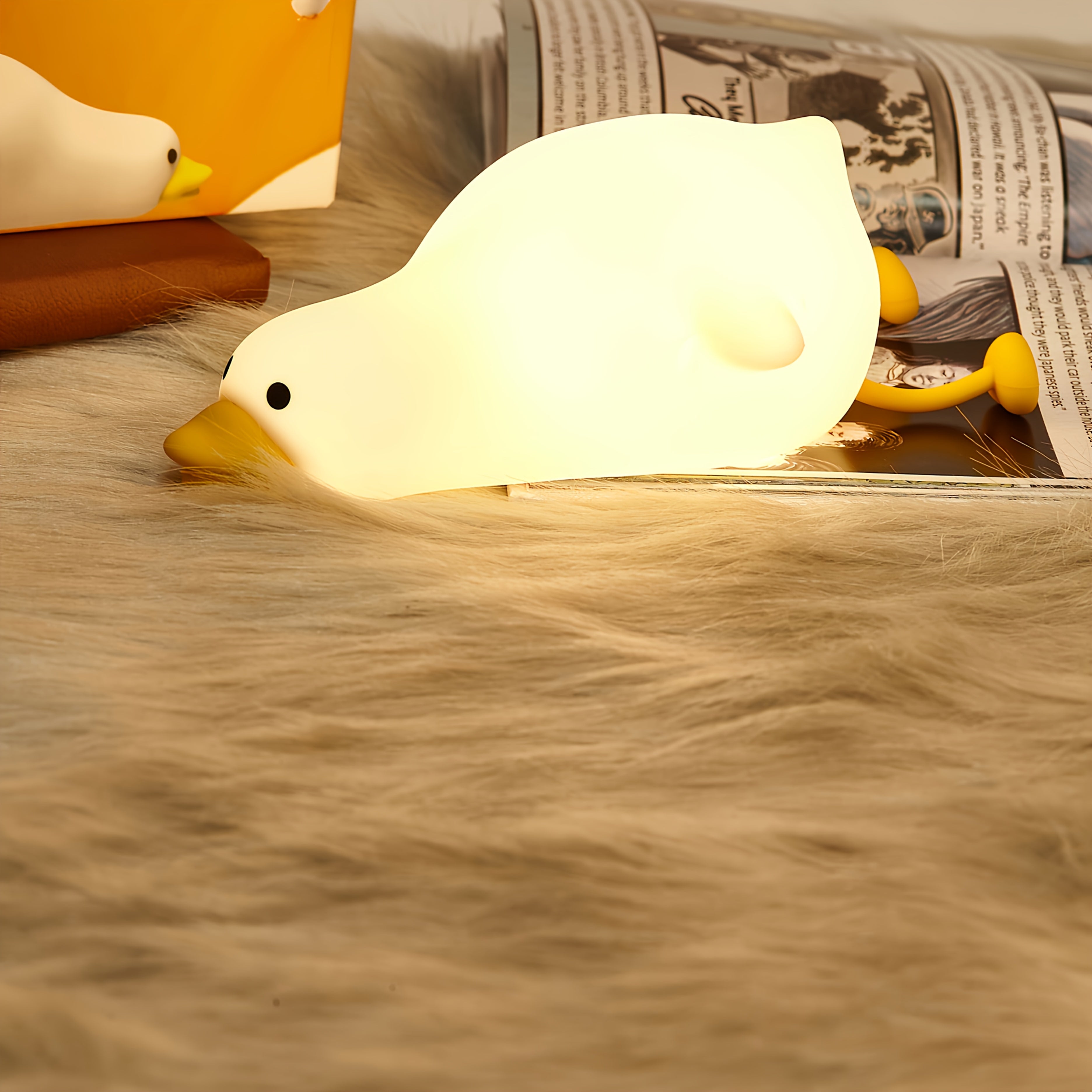 1pc, Three-stage Dimming Timer Little Cow, Quack Duck, Nezha Little Night Lamp, Touch-sensitive Desktop LED Night Lamp, with Rechargeable Battery - 500mAh, Portable Sleep Companion, Indoor And Outdoor Decoration Bedside Lamp, Playful Design, Decorative
