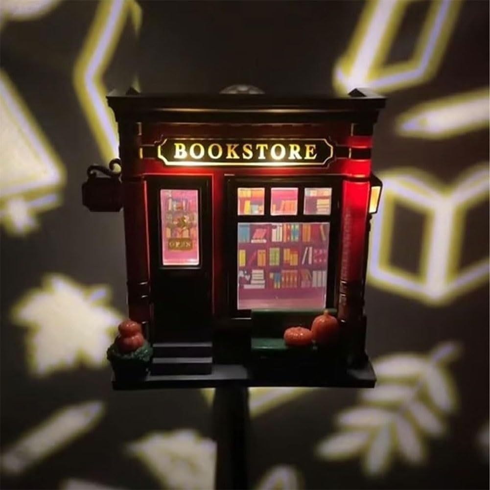 Bookstore Wallflower Project Night Light - Battery-Free Plug-In Wall-Mounted LED Bookstore Design with Glowing Book Display & Cozy Ambiance, Decorative Lighting for Reading Nook, Book Lover Gift, Safe Low Voltage (No Batteries/Electronics)