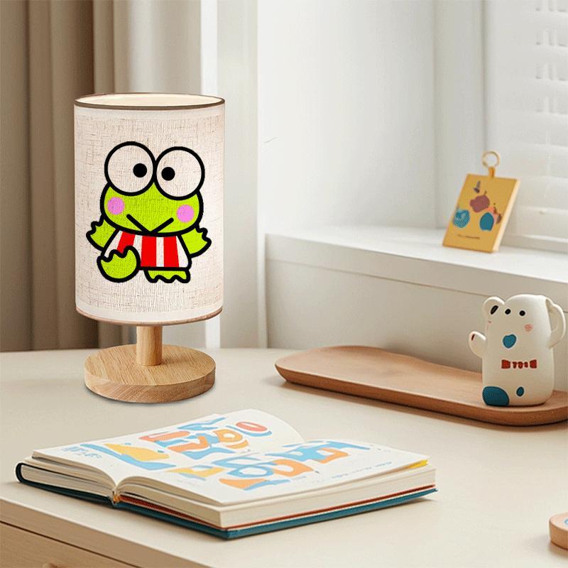 Sanrio Keroppi Plaid Bedside Table Lamp with Striped Design, USB Powered Night Light for Gifts, Small Night Light for Friends, Suitable as a Bedside Night Light