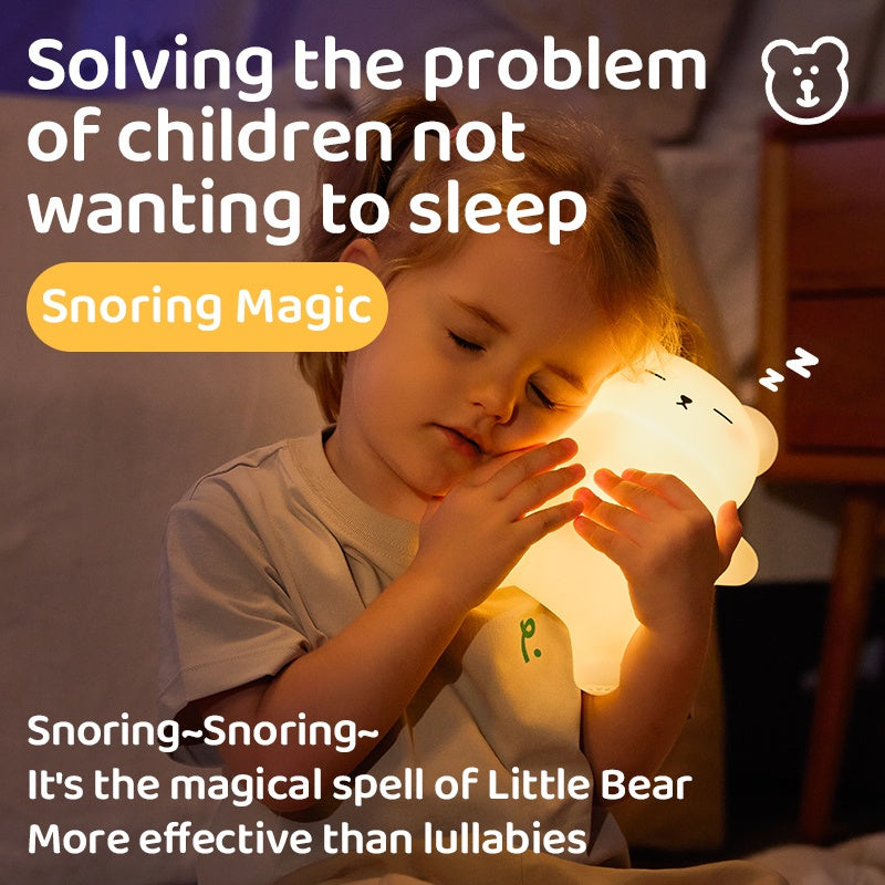 Snoring Bear - Maitreya Breathable Night Light for Anxiety & Stress, Relax Meditation Lamp with Gentle Glow, Adjustable Brightness, USB Rechargeable, Bedside Sleep Aid for Kids & Adults, Calming Gift, Bear Bedroom Decor