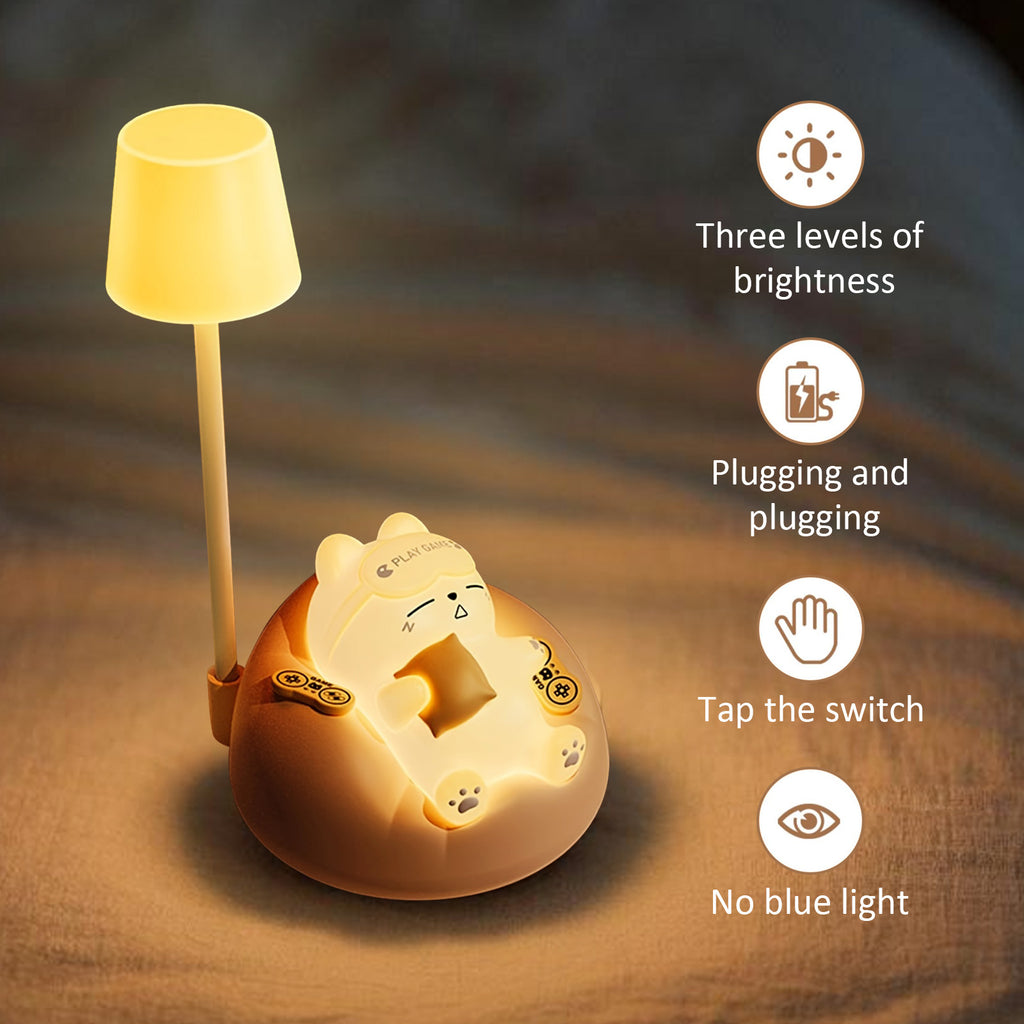 [Modern Cat Night Light] 2pcs USB Rechargeable Cat Night Light with 3-Level Brightness Adjustment | Touch Control, Modern Anime-Themed Design, Pat Light, Decompression Light, Atmosphere Light, Ideal for Bedroom Decor - Rechargeable Lithium Battery
