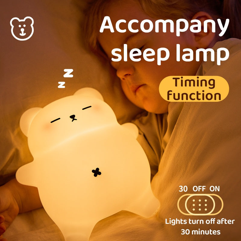 Snoring Bear - Maitreya Breathable Night Light for Anxiety & Stress, Relax Meditation Lamp with Gentle Glow, Adjustable Brightness, USB Rechargeable, Bedside Sleep Aid for Kids & Adults, Calming Gift, Bear Bedroom Decor
