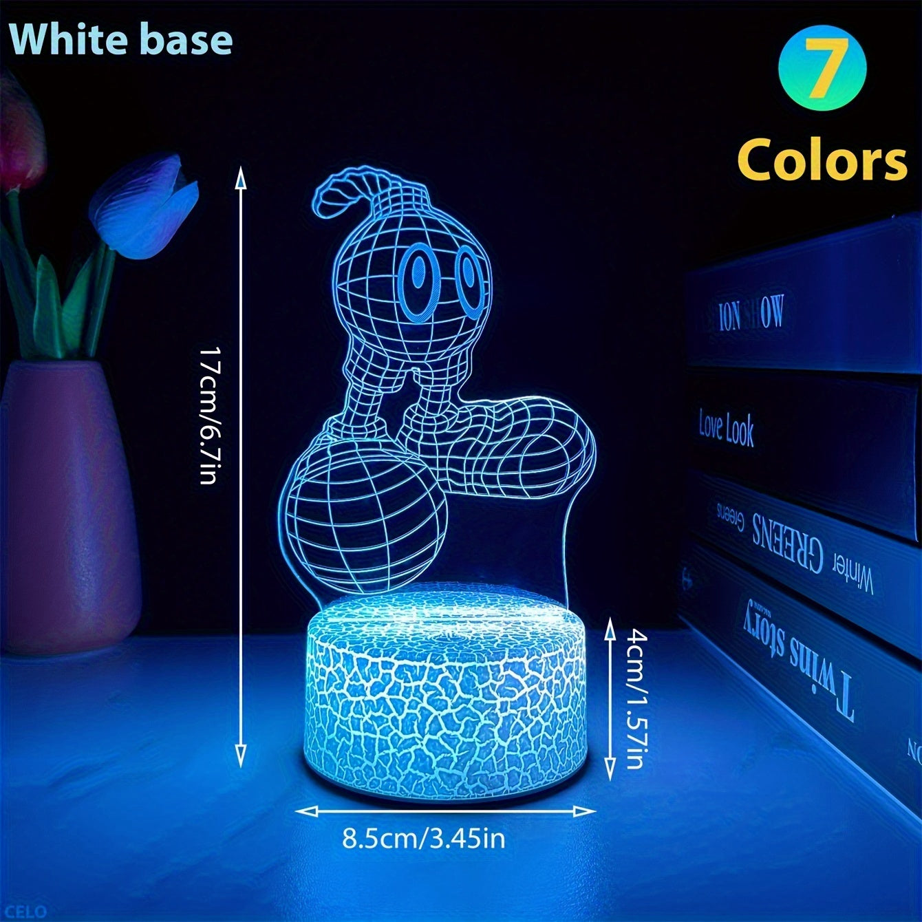 Modern 3D Cartoon Night Light Desk Lamp - USB Powered, 7-Color Touch Switch, Plastic Tabletop Uplight for Bedroom, Study, Gaming Room - Ideal Holiday & Birthday Gift, Desk Lamp for Office, Study Room Lighting, Playful Design, Durable Plastic