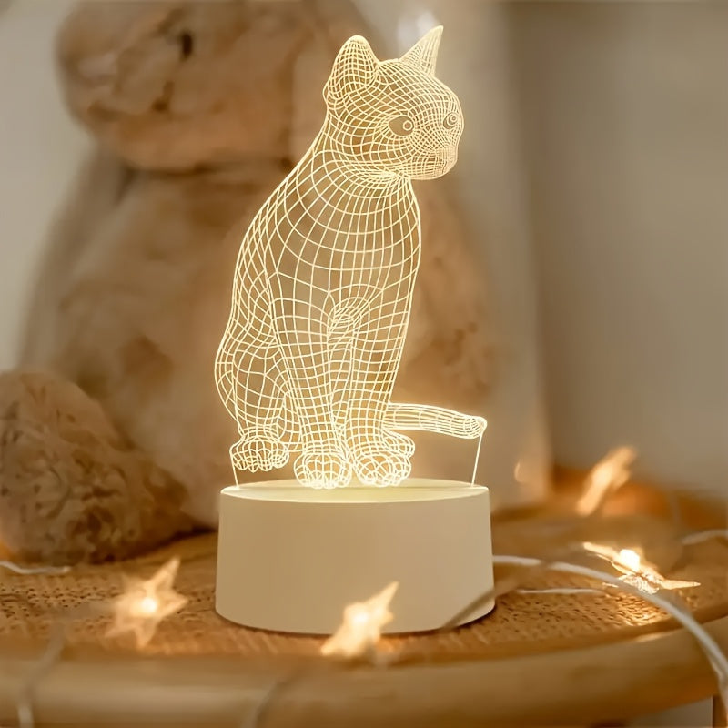 3D Cat-Shaped LED Table Lamp - USB-Powered Creative Art Desk Light, Warm Ambient Glow, No Batteries Needed, Perfect for Bedroom Decor & Unique Gift Idea, Cat Decor, Indoor Lighting, Modern Lighting, Durable Construction, Decorative Lighting, Home