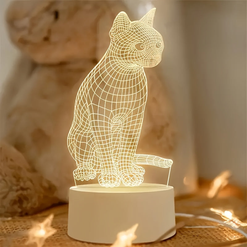 3D Cat-Shaped LED Table Lamp - USB-Powered Creative Art Desk Light, Warm Ambient Glow, No Batteries Needed, Perfect for Bedroom Decor & Unique Gift Idea, Cat Decor, Indoor Lighting, Modern Lighting, Durable Construction, Decorative Lighting, Home