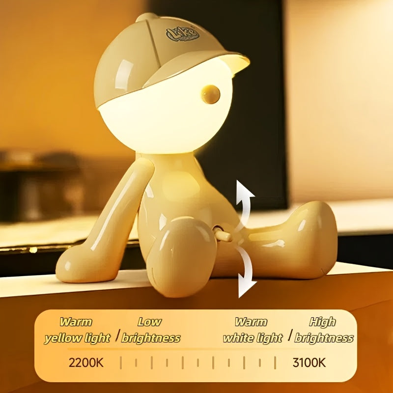 1pc Smart Lamp - Adjustable Brightness And Color, RGB Cartoon Head Smart Lamp - Button Control, Durable ABS, Perfect for Bedroom Or Living Room Decoration, Unique Friends And Family Gift Idea, Smart Light, Best Birthday Gifts for Friends And Family