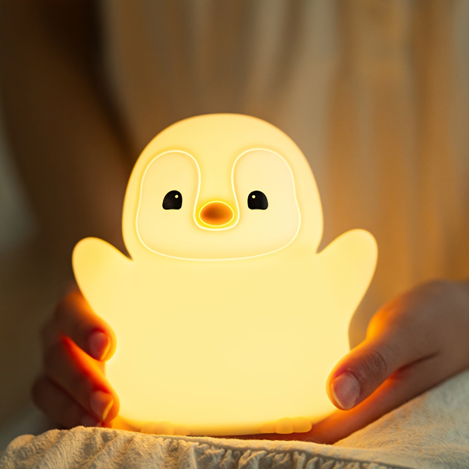 1pc Penguin Night Light Sleep Companion Bedside Lamp with Sensor, Christmas Gift with Data Cable for Bedroom, Living Room, Dining Table Decoration, Holiday and Birthday Present