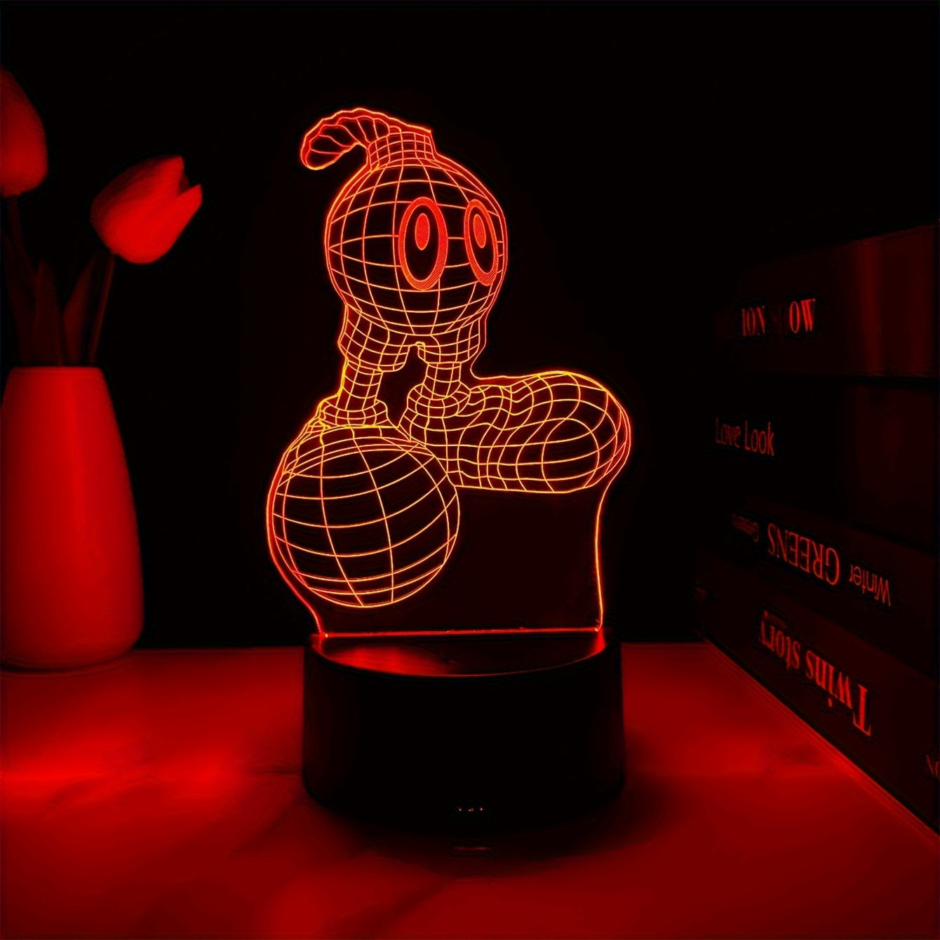 Modern 3D Cartoon Night Light Desk Lamp - USB Powered, 7-Color Touch Switch, Plastic Tabletop Uplight for Bedroom, Study, Gaming Room - Ideal Holiday & Birthday Gift, Desk Lamp for Office, Study Room Lighting, Playful Design, Durable Plastic