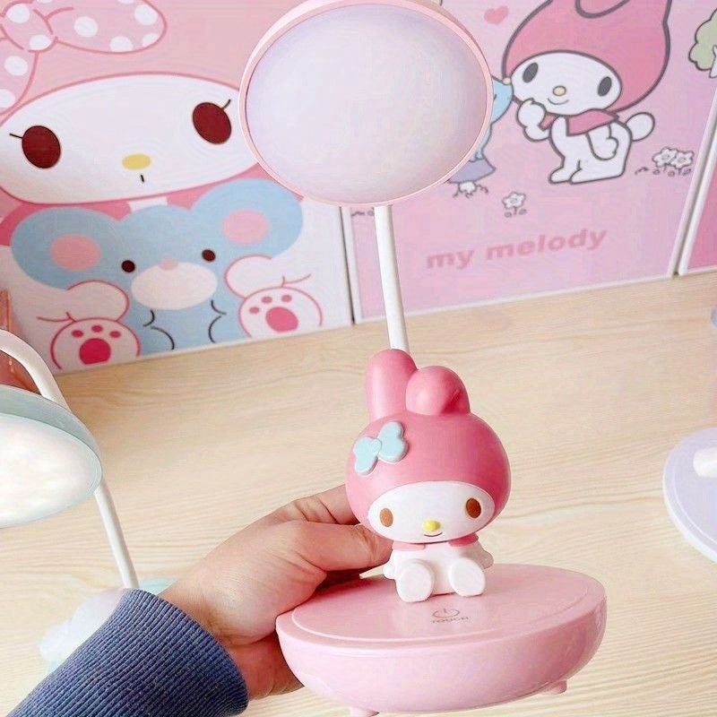 Sanrio for hello kitty & for Cinnamoroll 3-Speed Touch Control Desk Lamp - Cute Cartoon Character PVC Bedside Lamp for Bedroom, Dorm, Study - No Electricity Needed, Soft Glow Lighting, Dorm Room Decor, Playful Design, Durable Lighting