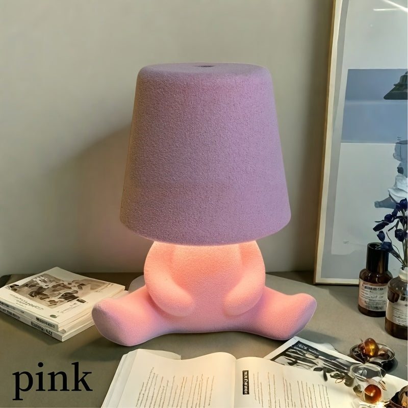 Modern Nordic Style LED Desk Lamp with Adjustable Brightness - USB Rechargeable Night Light, 4 Color Options (Red/Blue/Pink/Green), Sleek Minimalist Design for Bedroom, Office, or Living Room Decor, Desk Lamp for Office, Contemporary Lighting, Durable