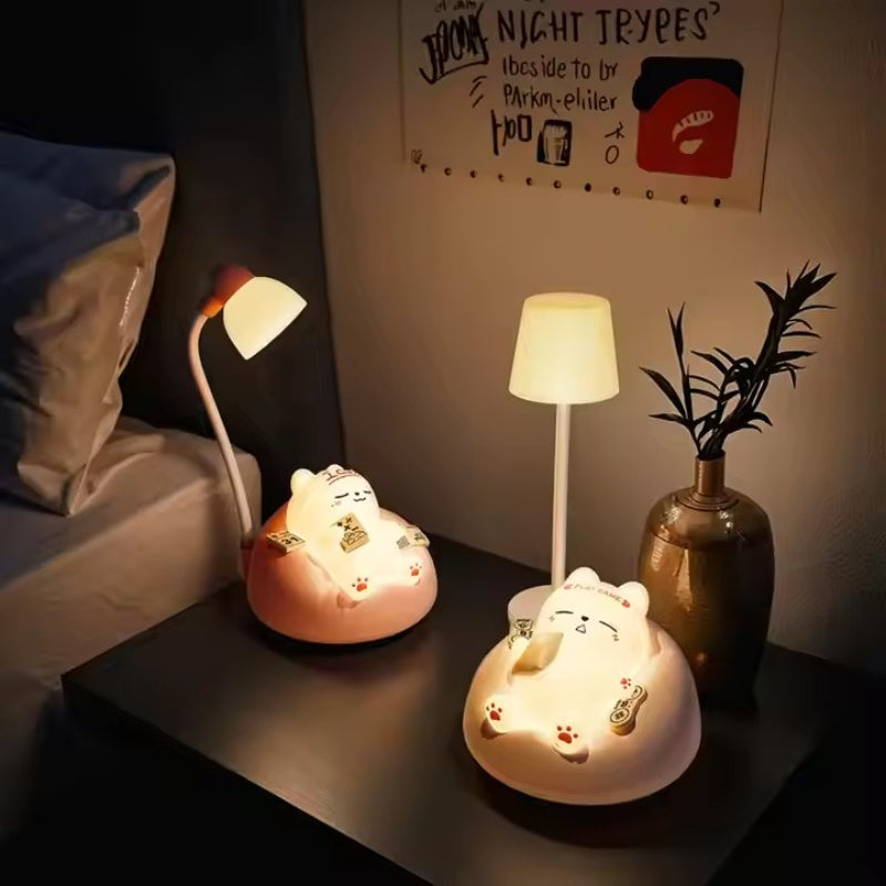 [Modern Cat Night Light] 2pcs USB Rechargeable Cat Night Light with 3-Level Brightness Adjustment | Touch Control, Modern Anime-Themed Design, Pat Light, Decompression Light, Atmosphere Light, Ideal for Bedroom Decor - Rechargeable Lithium Battery