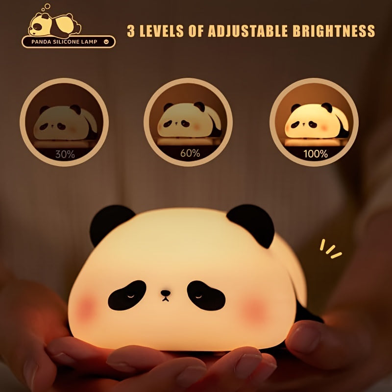 Cute Panda Night Light - USB Rechargeable Pat Light, 3-level Dimmable Sleep Light, Seven Color Color Color Changing Light, LED Light-emitting Pressure Reducing Night Light - Outdoor Camping Light, Suitable for Rooms, Christmas Gifts, Birthday