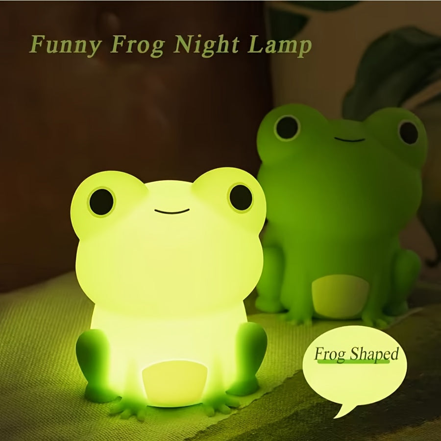 [Cute Frog Night Light] 1pc Cute Frog Night Light | Adjustable Brightness, Sensitive Touch Control, Rechargeable LED Lamp - Frog-Shaped Design for Bedroom or Desk Decor, Indoor Use, Battery, Playful Design