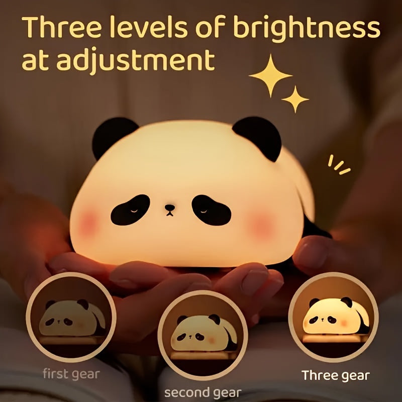 Cute Panda Night Light - USB Rechargeable Pat Light, 3-level Dimmable Sleep Light, Seven Color Color Color Changing Light, LED Light-emitting Pressure Reducing Night Light - Outdoor Camping Light, Suitable for Rooms, Christmas Gifts, Birthday