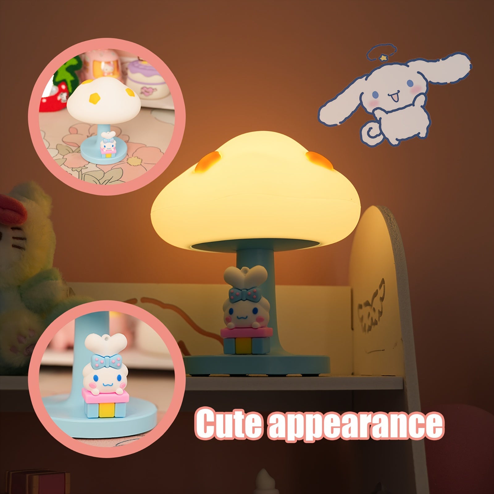 For Cinnamoroll Blue Cloud Night Light - Cute Adjustable Brightness LED Desk Lamp with 1200mAh Rechargeable Battery, Type-C Charging, Perfect for Bedroom, Office, or Gift for Women