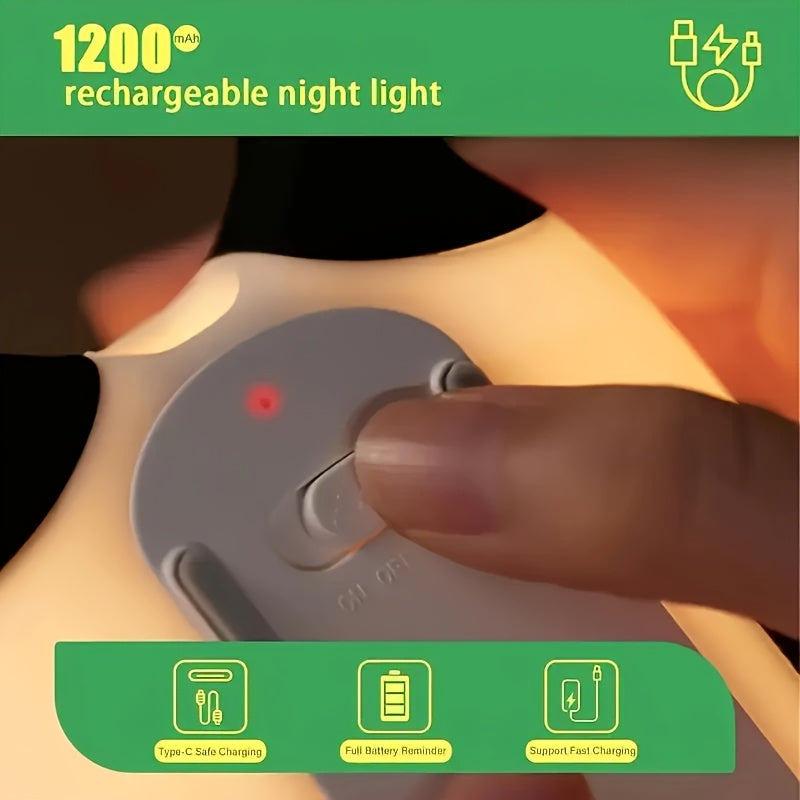 Cute Panda LED Night Light - Soft Glow Adjustable Brightness Bedside Lamp, Perfect for Children's Use and Parent-Child Sleeping Companion with USB Rechargeability