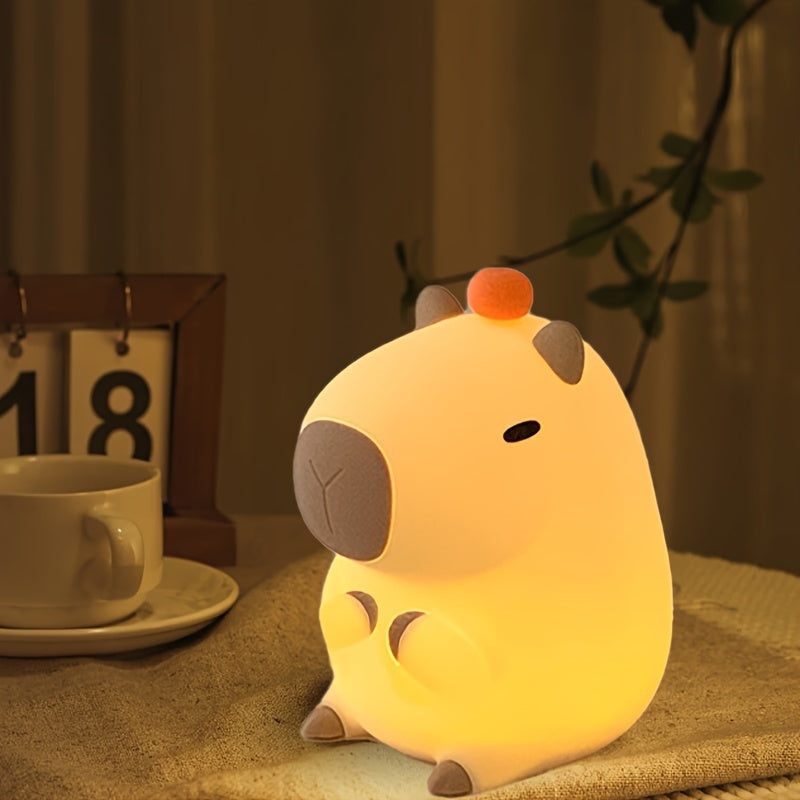 Modern Animal-Themed Capybara Night Light Lamp with Touch Control and Timer Function - USB Rechargeable 1200mAh Lithium Battery, Portable Plastic Shade, Ideal for Various Rooms, Perfect Gift (Pack of 1)